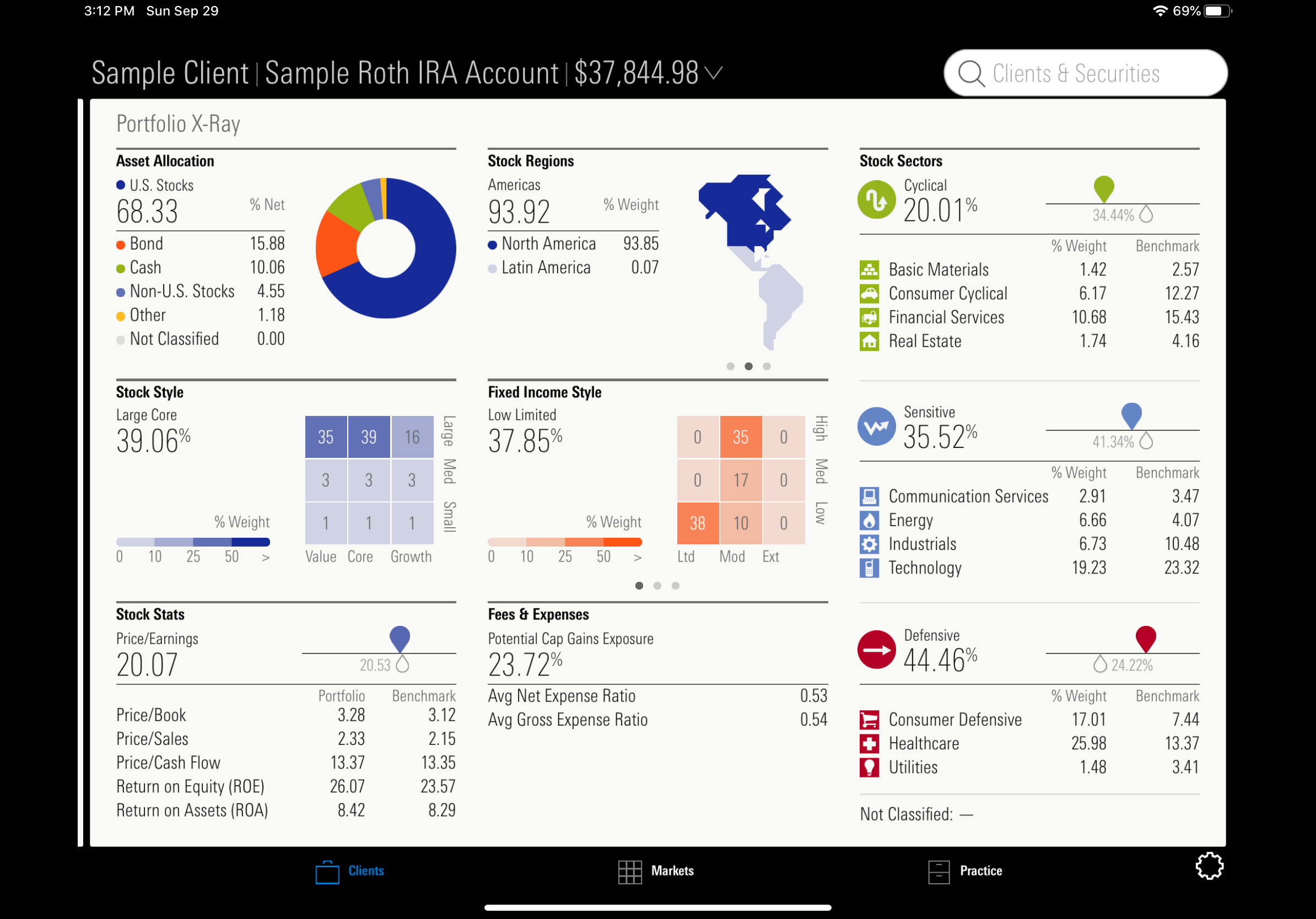 Client account X-Ray report screenshot